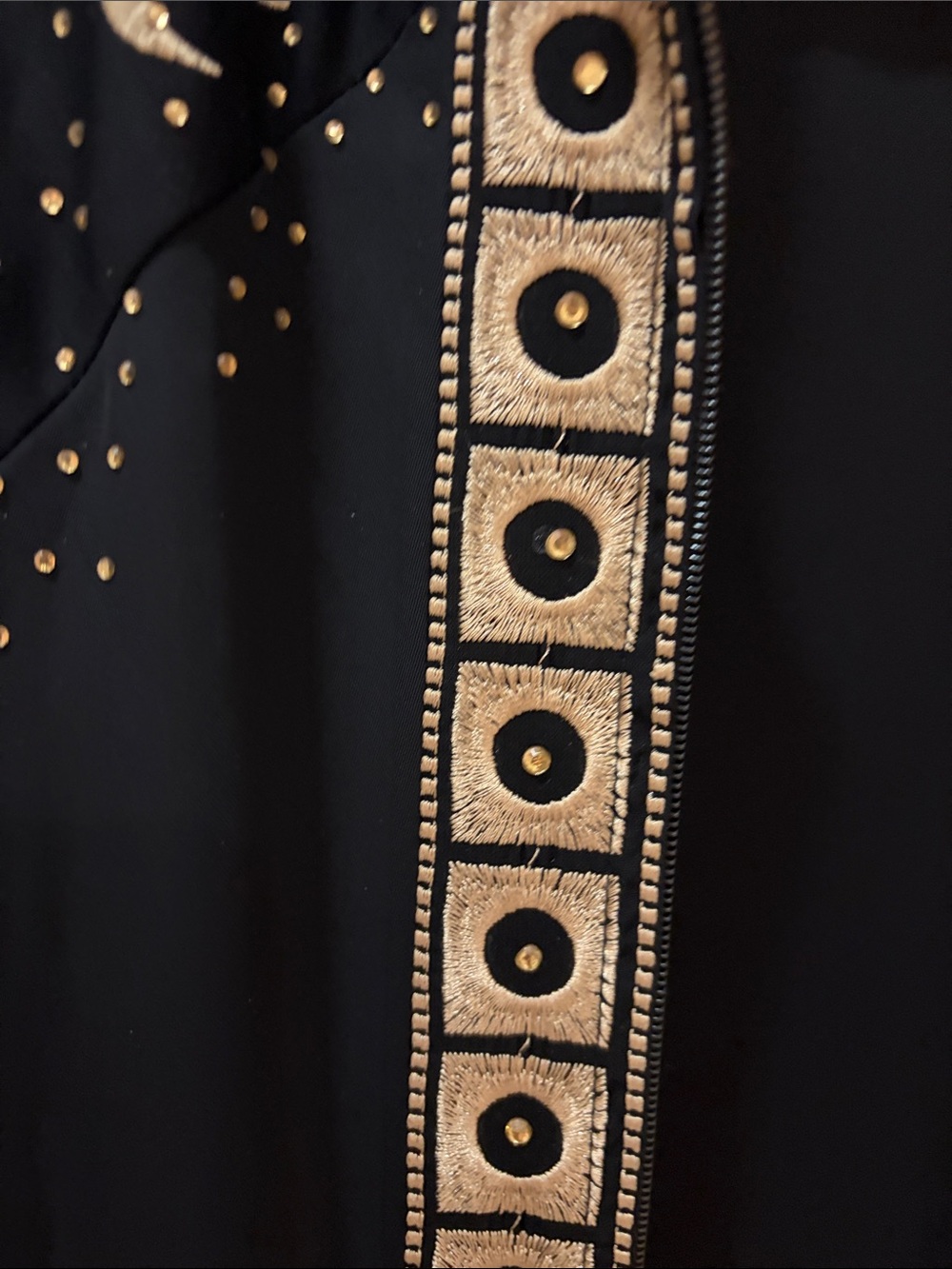 Formal Black and Gold Embroidered Long Dress / Abaya - Picture 7 of 8